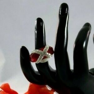 Ring Women Oversize Red Rhinestone Size 7.5